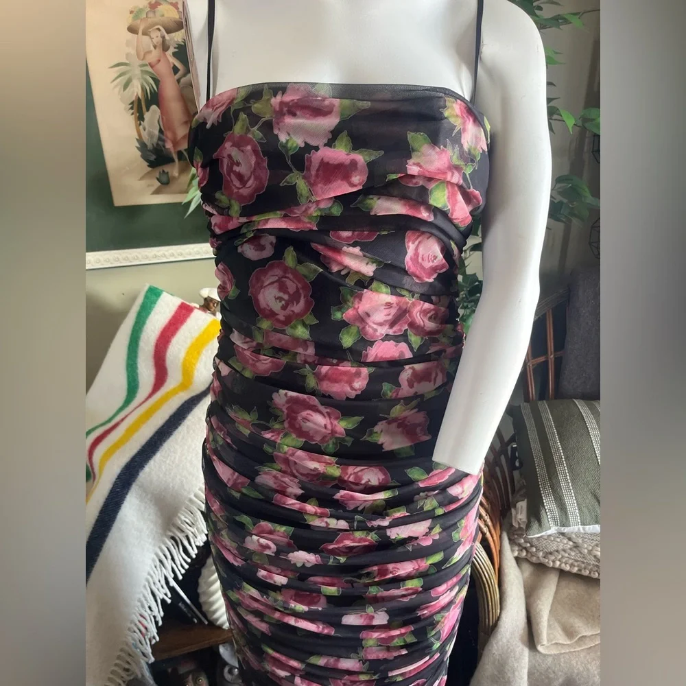House Of CB Ruched Floral Dress - Picture 2 of 7